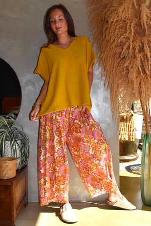 Annie 1972 Shirring Pleat Barrel Pant Sergeant Pepper Pink